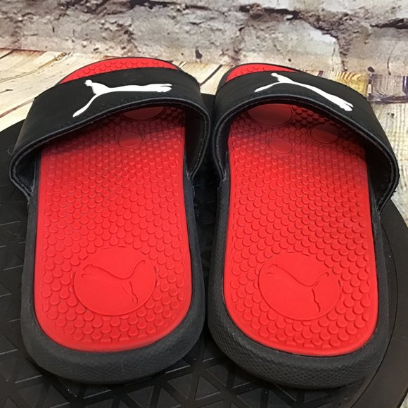 Puma Kids Black Slides Sandals Size 1 - Picture 3 of 8